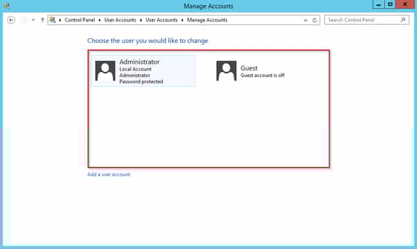 windows server 2012 change user password