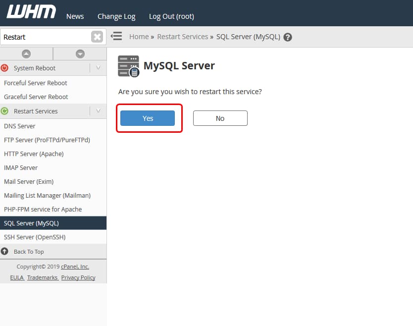 restart-service-in-whm-sql-server-mysql-hostwinds