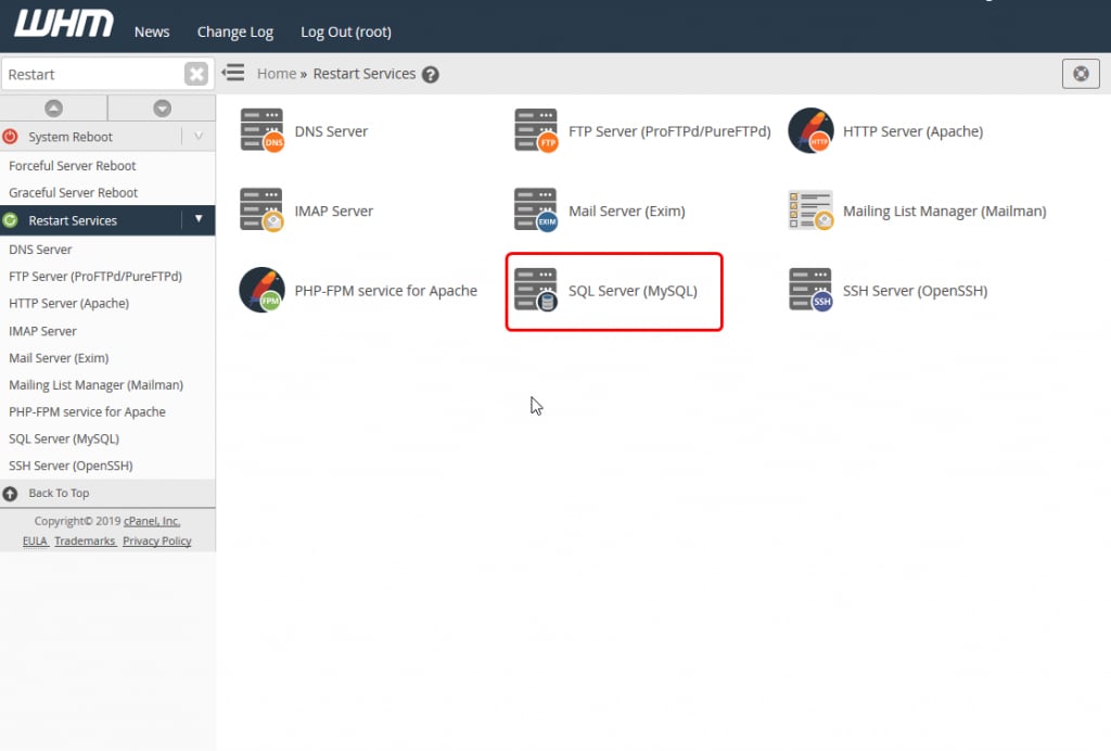 restart-service-in-whm-sql-server-mysql-hostwinds