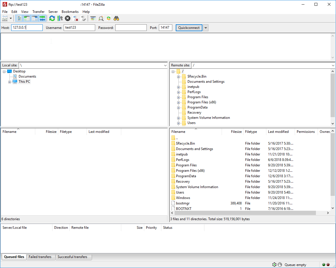 Installing and connecting to Filezilla Server for Windows Server