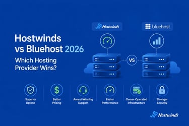 Hostwinds versus Bluehost 2026 - Welke hostingprovider wint? Uitgelichte afbeelding
