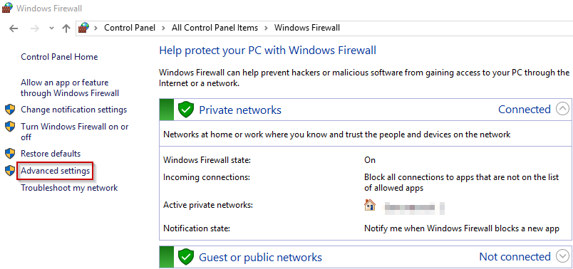 go ftp server windows fiirewall